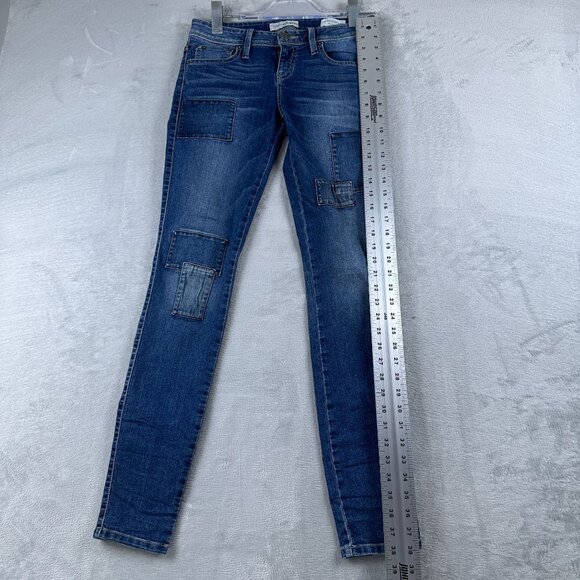 Guess Super Skinny Jeans Low Rise Womens Size 28 Marine Fit Patch Denim Blue - Picture 11 of 12